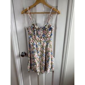 ASTR the Label Hannah Floral Ruffle Mini Dress - Size Small - Pink Blue Multi